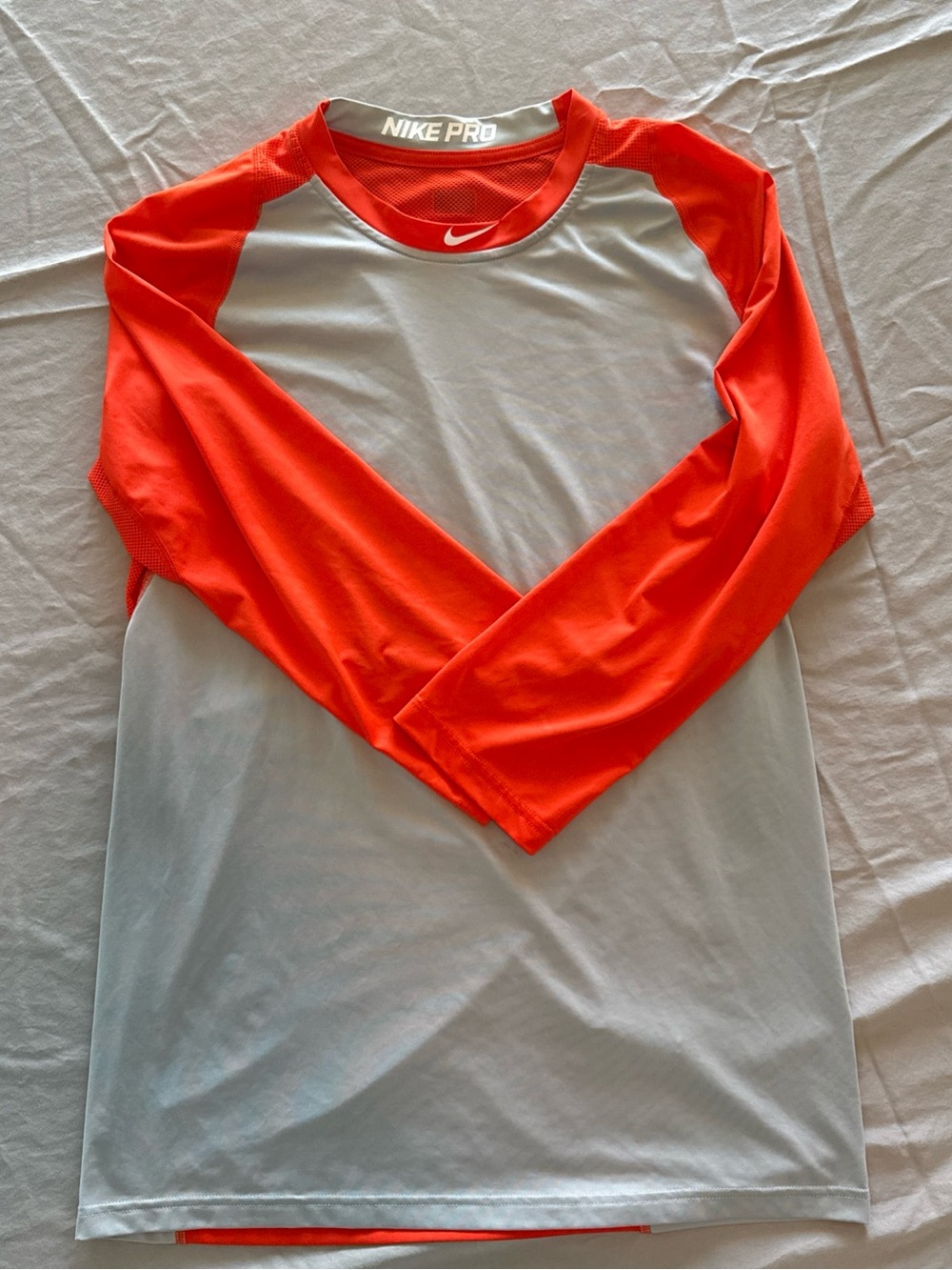 Nike Long-Sleeve Training Top - Bright Orange & Light Gray